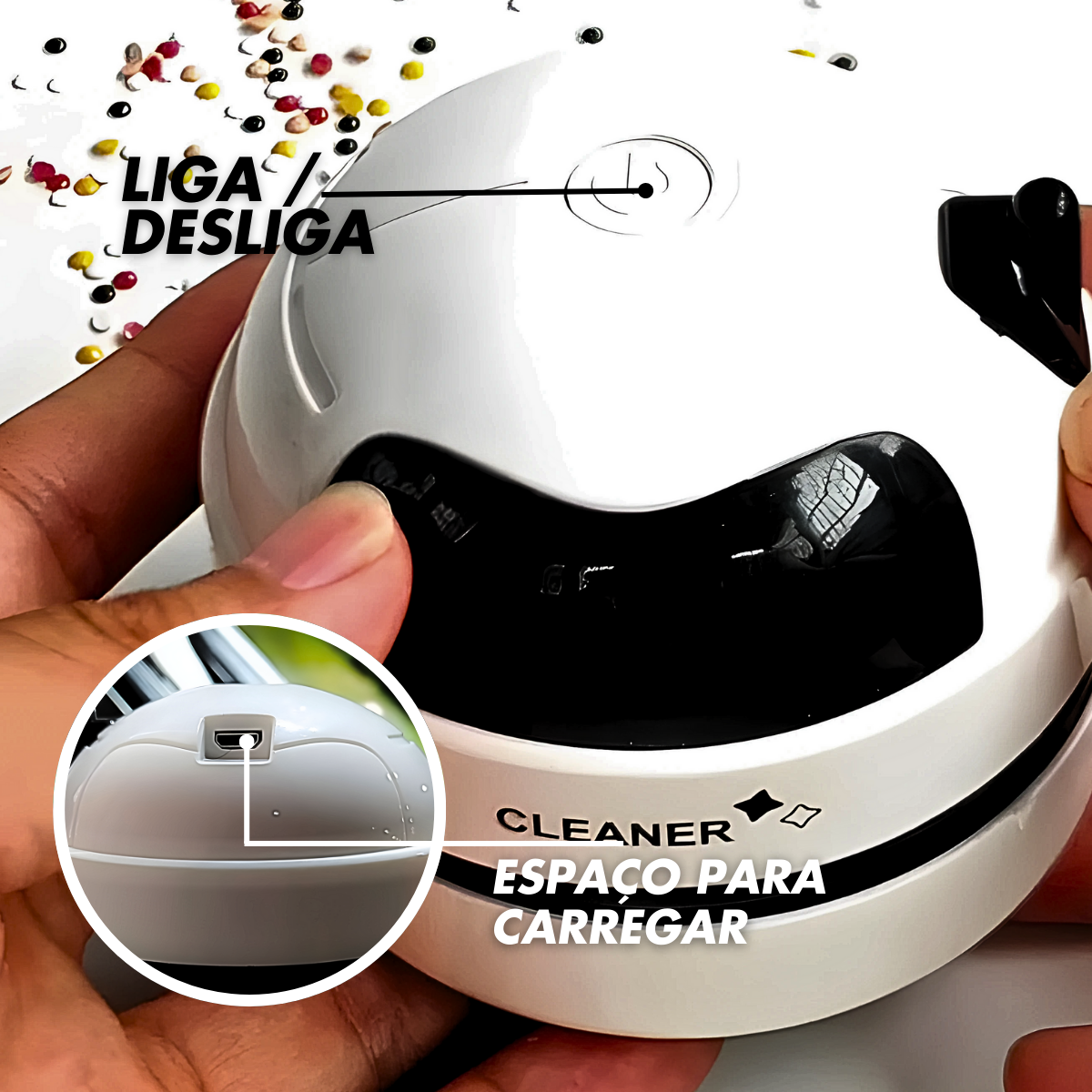 Mini Aspirador Mesa Papa Migalhas Com Coletor Recarregável - imagem 4