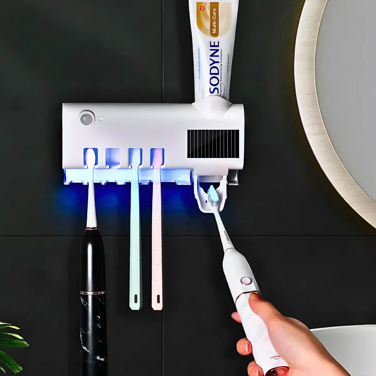 Dipenser Com Esterilizador UV Porta Escova e Pasta de Dente - imagem 3