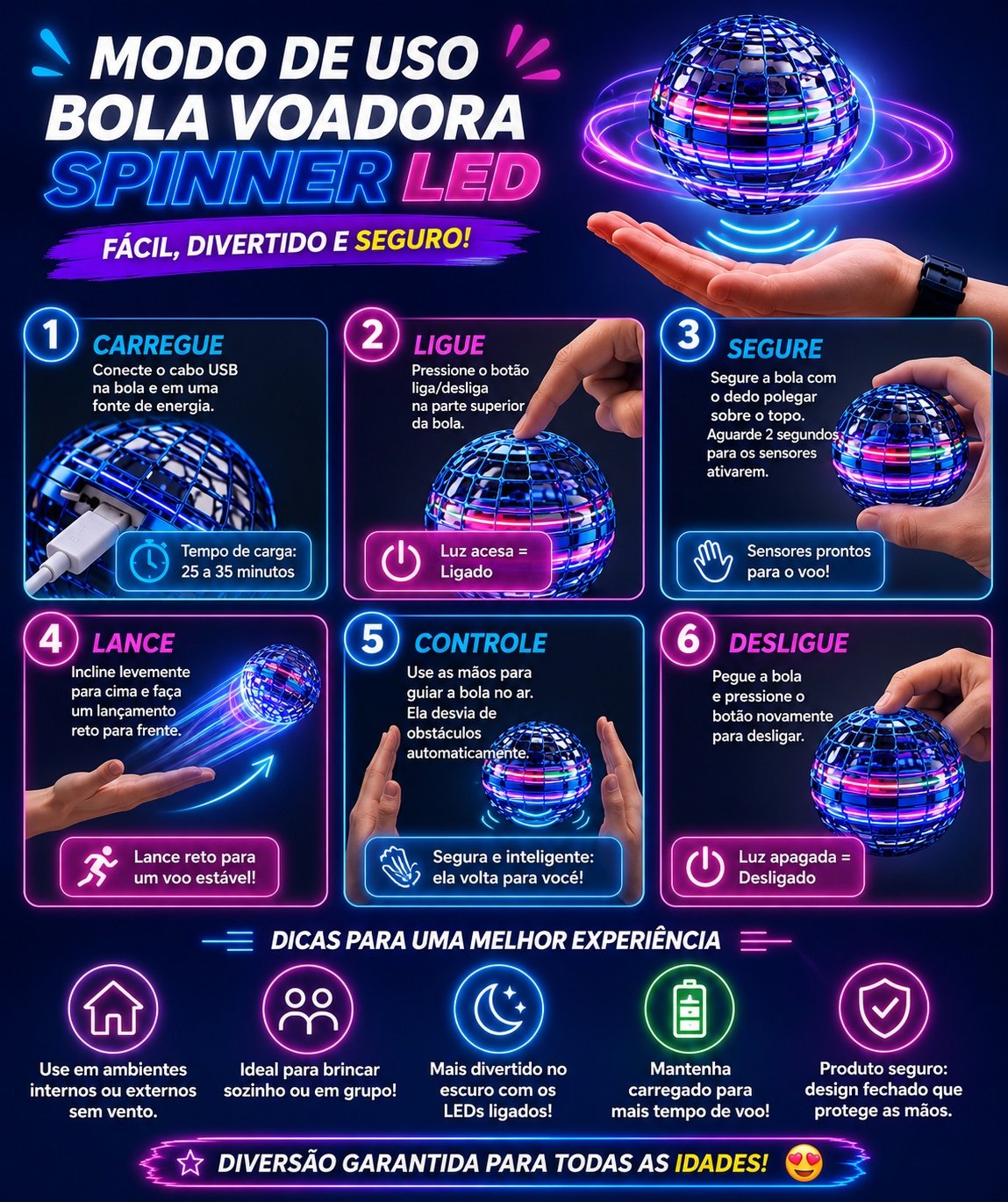 Bola Voadora Spinner LED - imagem 3