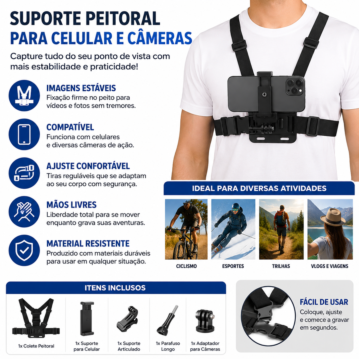 Suporte Peitoral Para Celular e Câmeras - imagem 2