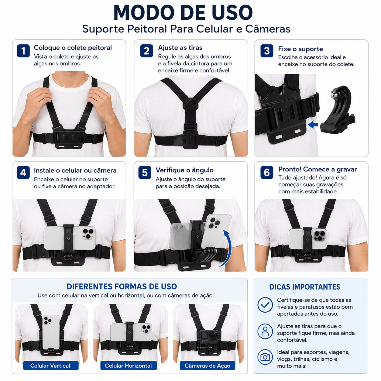 Suporte Peitoral Para Celular e Câmeras - imagem 3