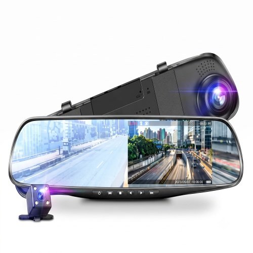 Espelho Retrovisor com Câmera Frontal e Câmera de Ré HD - imagem 2
