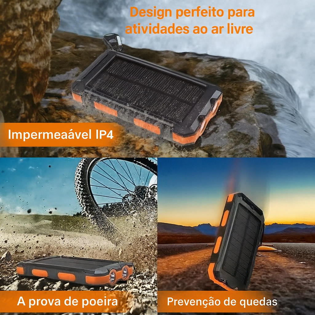 Carregador Portátil Power Bank Solar Usb Preto - imagem 3