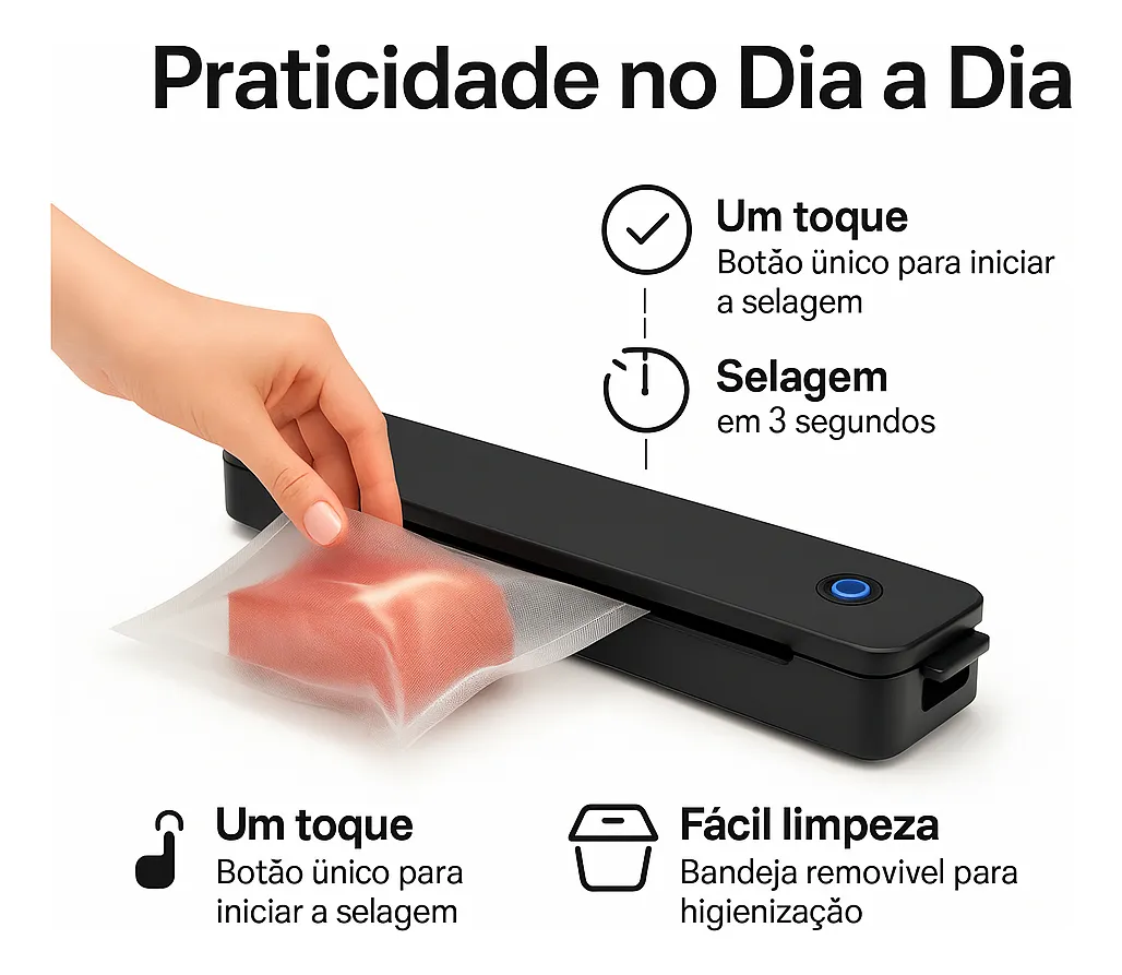 Máquina Seladora Portátil Vácuo De Alimentos 220V - imagem 3
