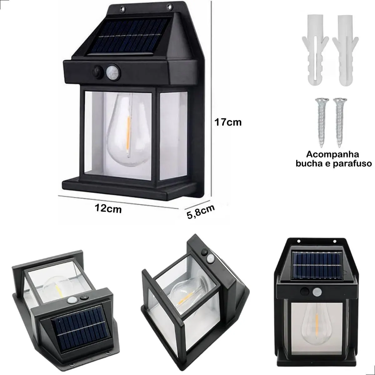 Lâmpada de Parede Solar com Sensor - imagem 3