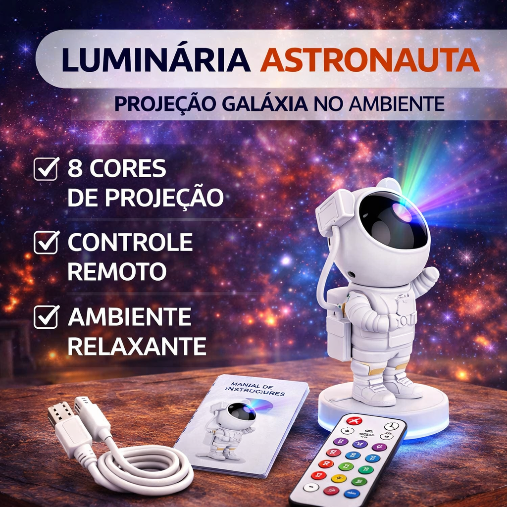 Luminária Astronauta Projetor Galáxia LED RGBW - imagem 4