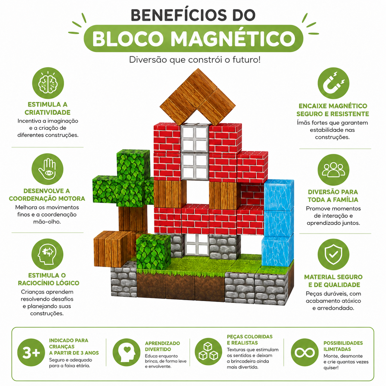 Bloco Magnético Minecraft – 63 peças - imagem 2