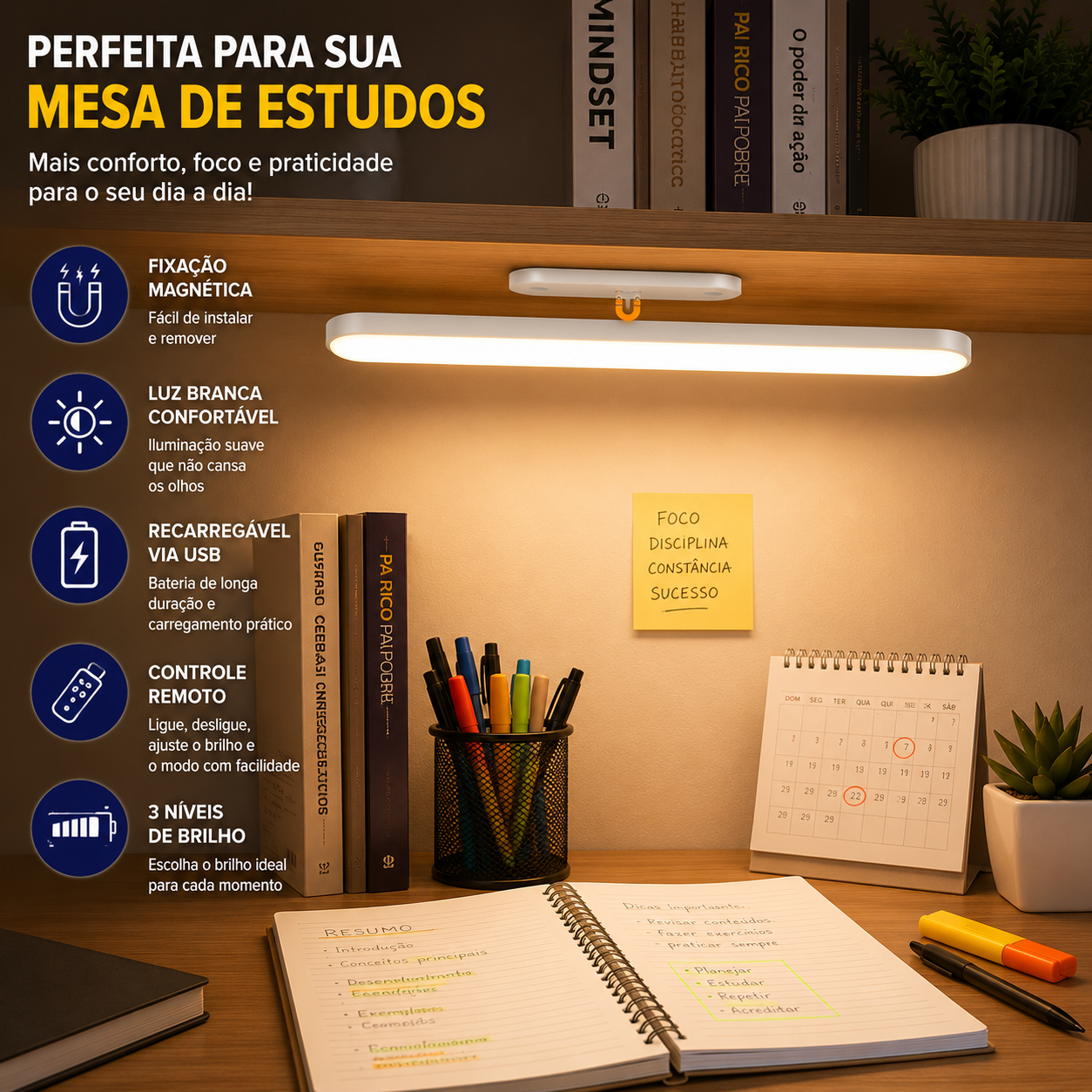 Luminária de Leitura Magnética Barra LED Recarregável - imagem 4